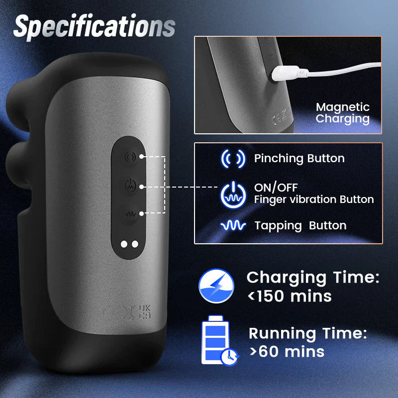 Electric Penis Trainer Glans Vibrator with 10 Massaging & Tapping & Vibrating