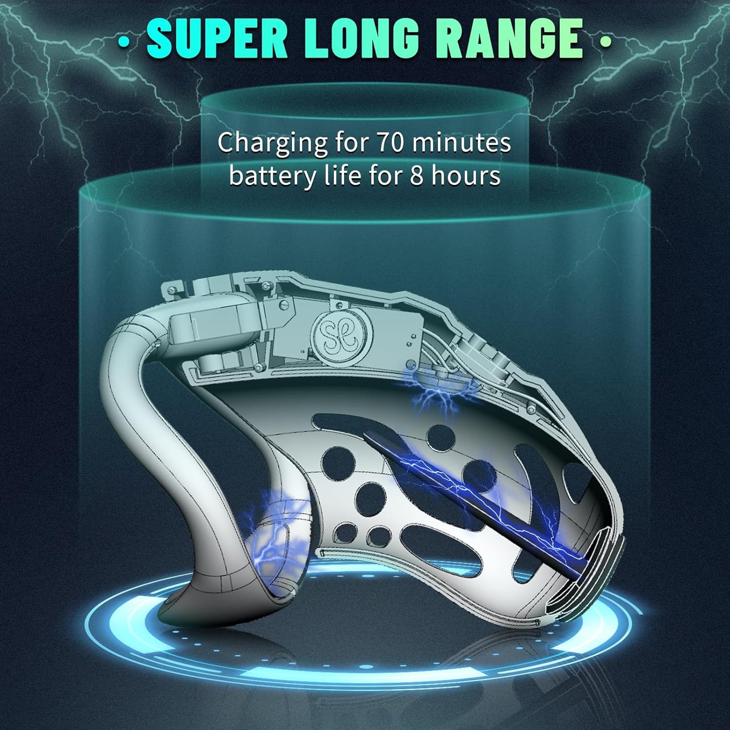 2 IN 1 Electric Shock Chastity Cage Device with 9 Frequency