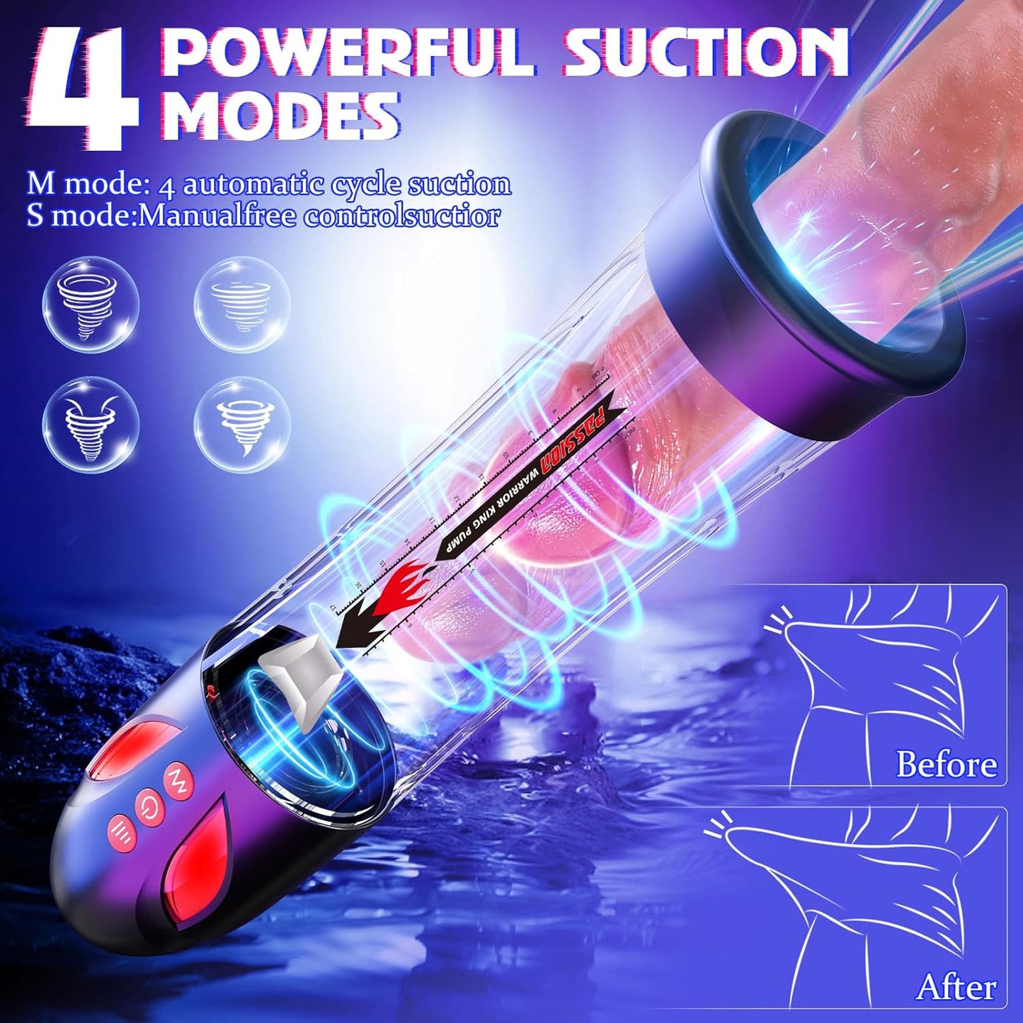 2 in 1 Electric Penis Pump Enlarger with 4 Sucking Modes & 4 Training Modes