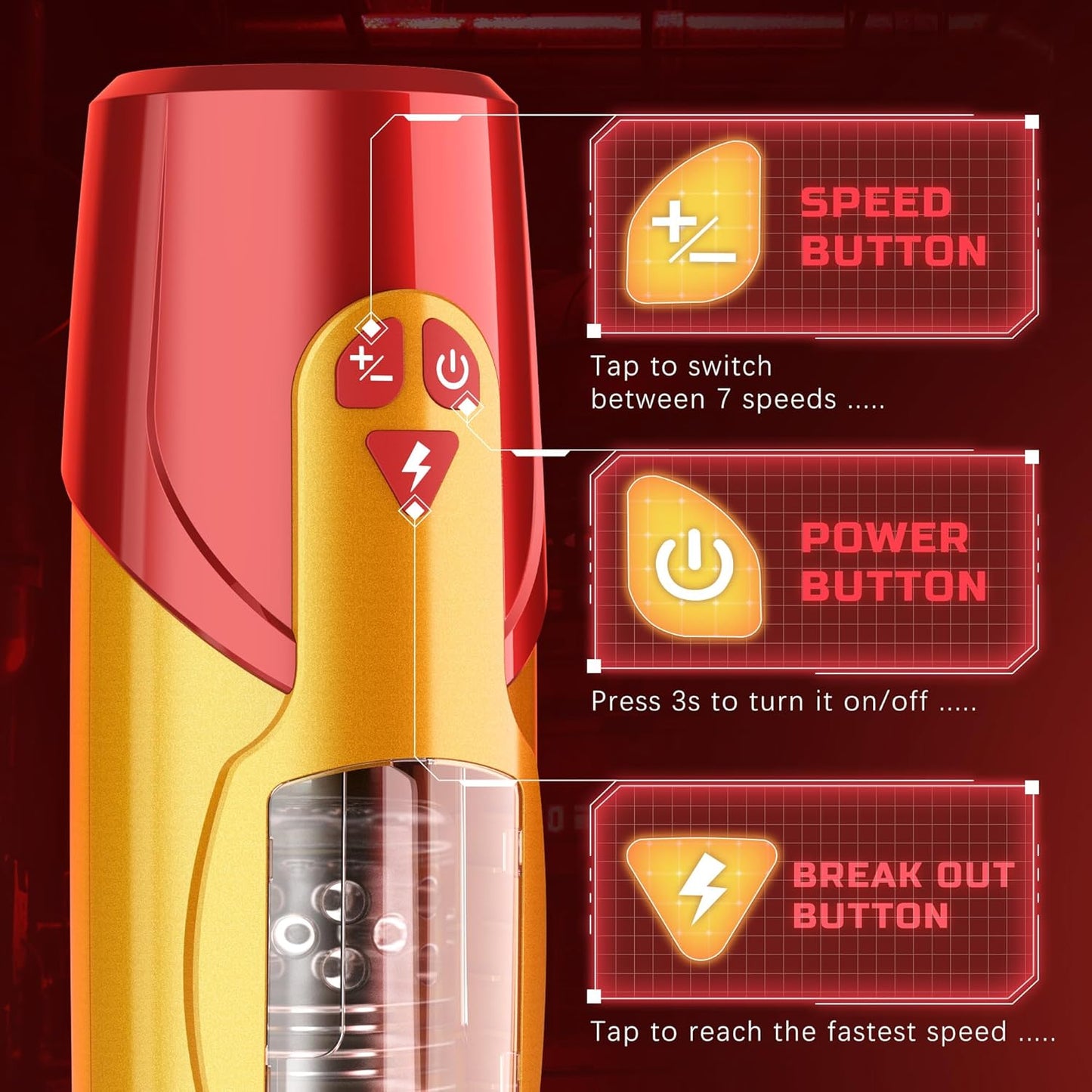 Automatic Masturbator Cup Stroker Sex Machine with 7 Rotating & 3 Thrusting Modes