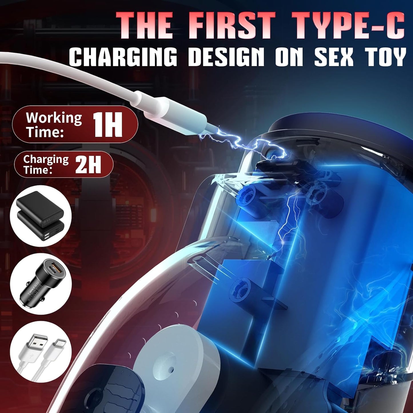 Masturbateur masculin automatique à écran LCD avec 10 vibrations et 8 poussées