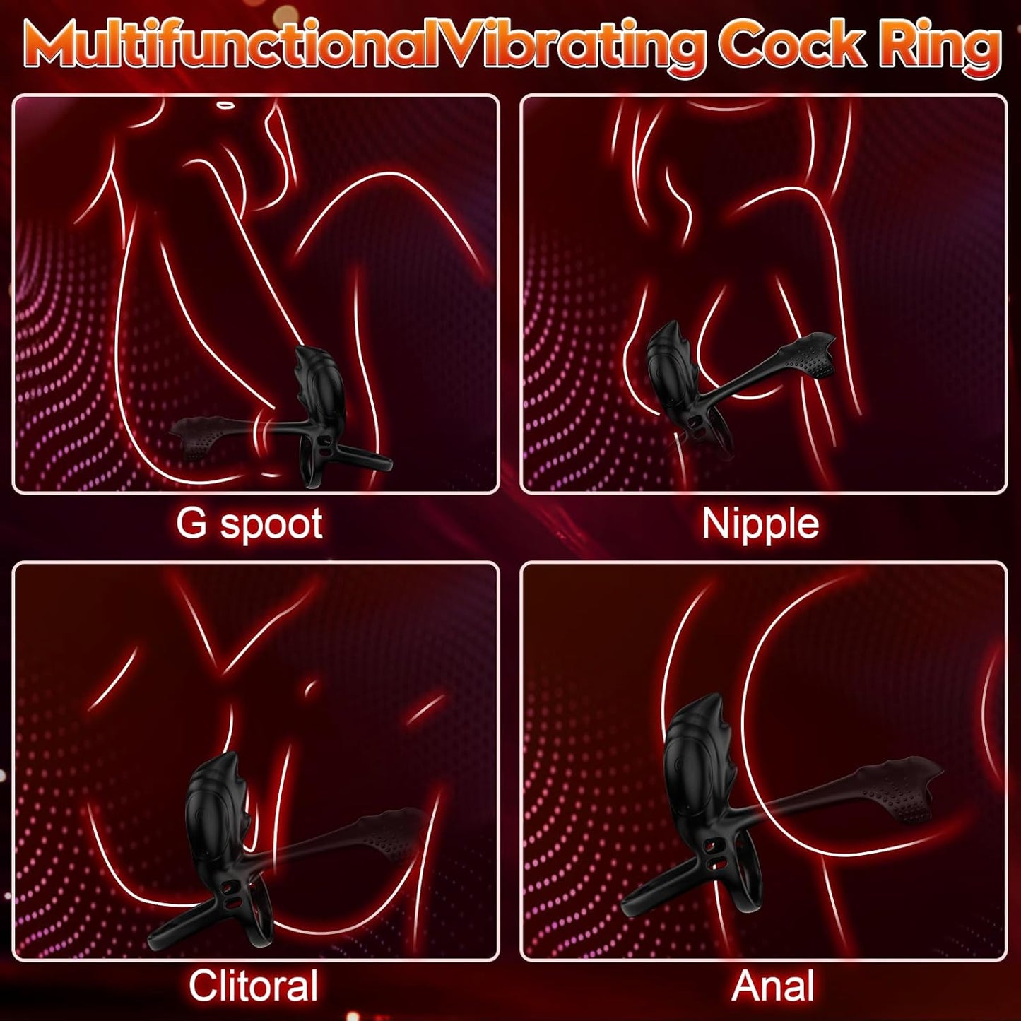 Cock Ring Penis Trainer Vibrator Stimulator with 10 Vibrations Modes