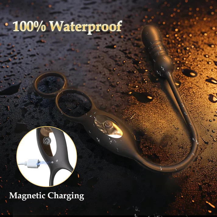 Prostate Massager Anal Vibrator Penis Ring with 9 Shock and Vibration Modes