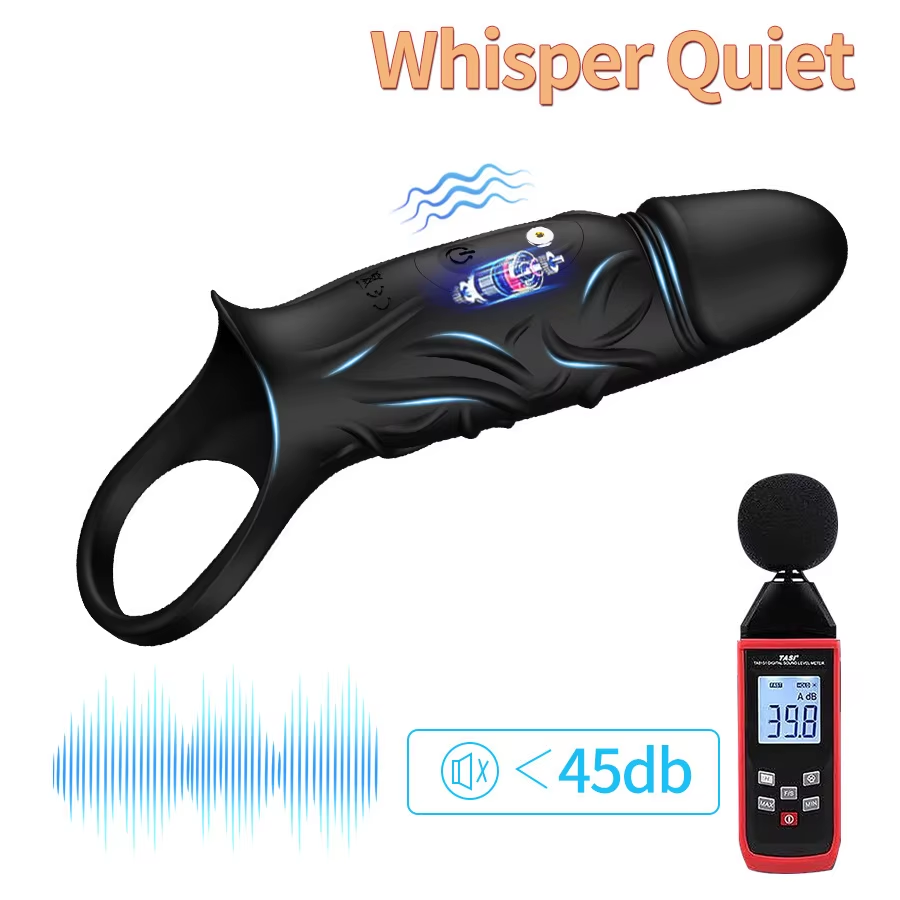 Black Reusable Penis Ring Cook Rings Extender with Intense Motor 10 Vibrator