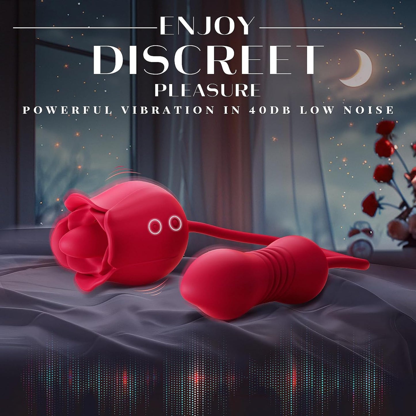 4 IN 1 Rose G Spot Vibrator Nipple Clitoral Stimulator with 9 Tongue Licking & Thrusting