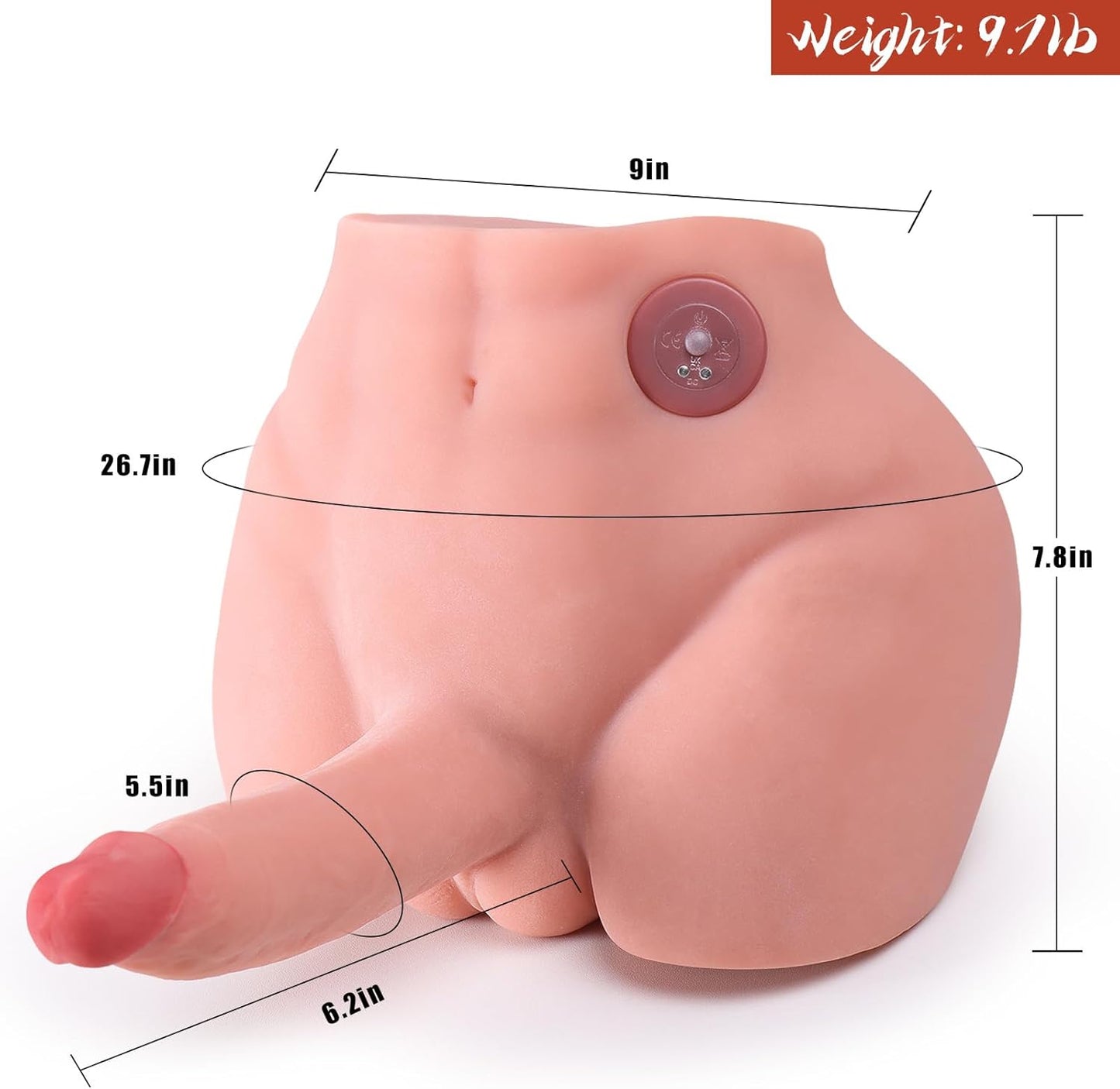 9.7 LB Electric Vibratory Realistic Male Sex Dolls with Thrusting & Vibrating Dildo