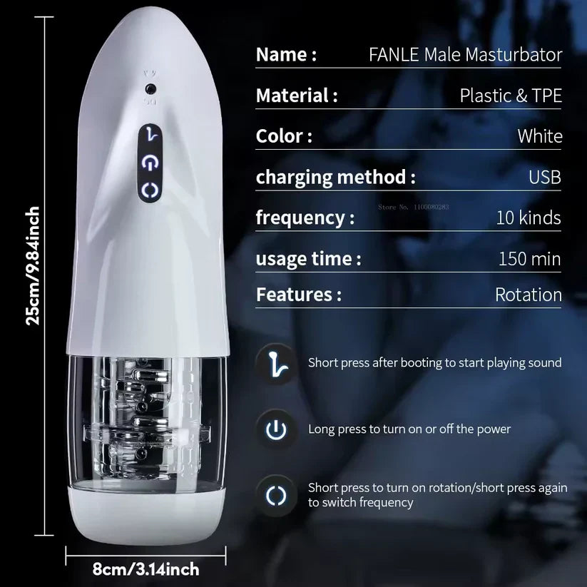Automatic Masturbator Blowjob Penis Pumps with 10 Speed & Rotation Modes
