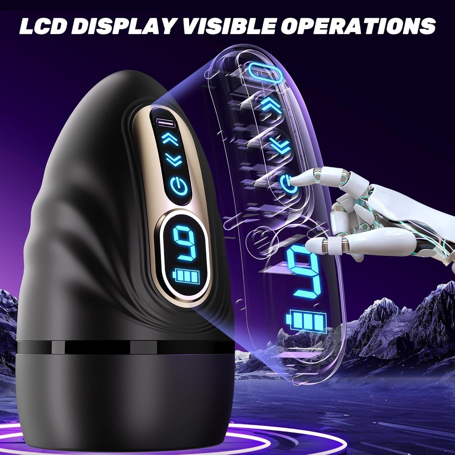 2 in 1 Automatic Masturbator Penis Trainer Stroker with 9 Vibrations