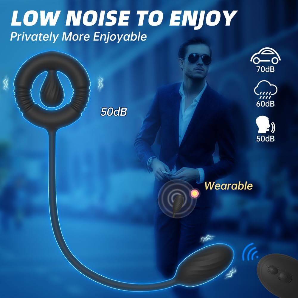 3 IN 1 Cock Ring Prostate Massager Anal Vibrator Butt Plug with 10 Vibrations Modes