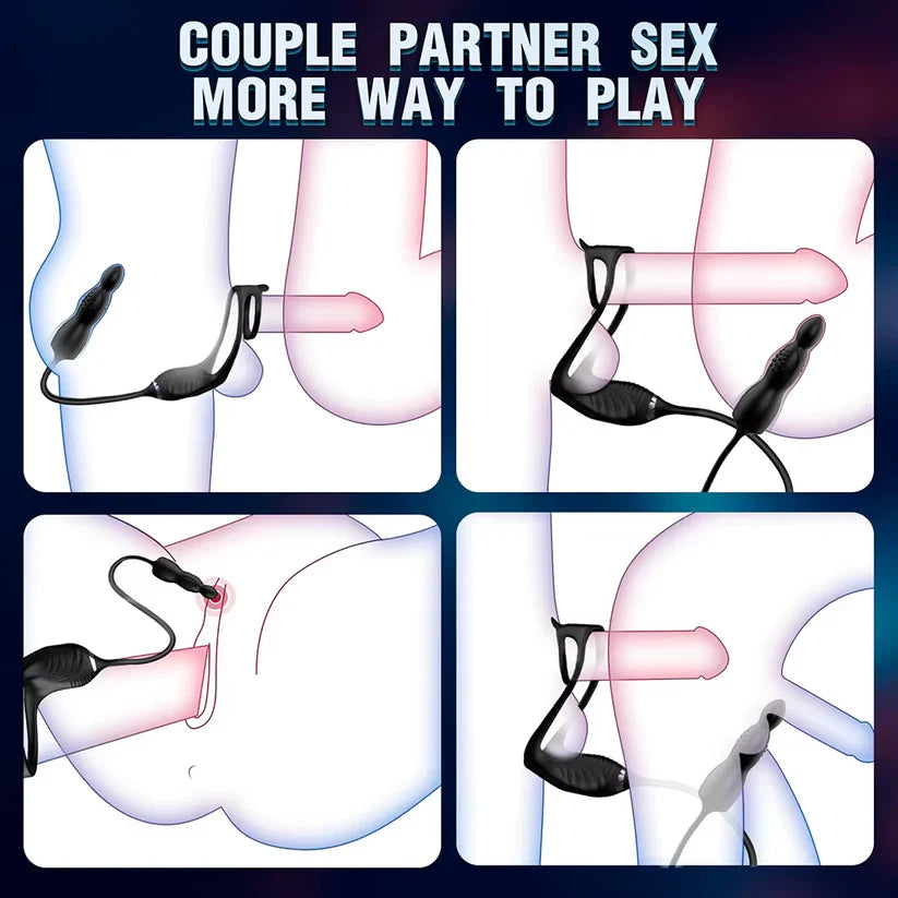 Anal Vibrator Butt Blug Prostate Massager Penis Ring with 10 Plus Modes