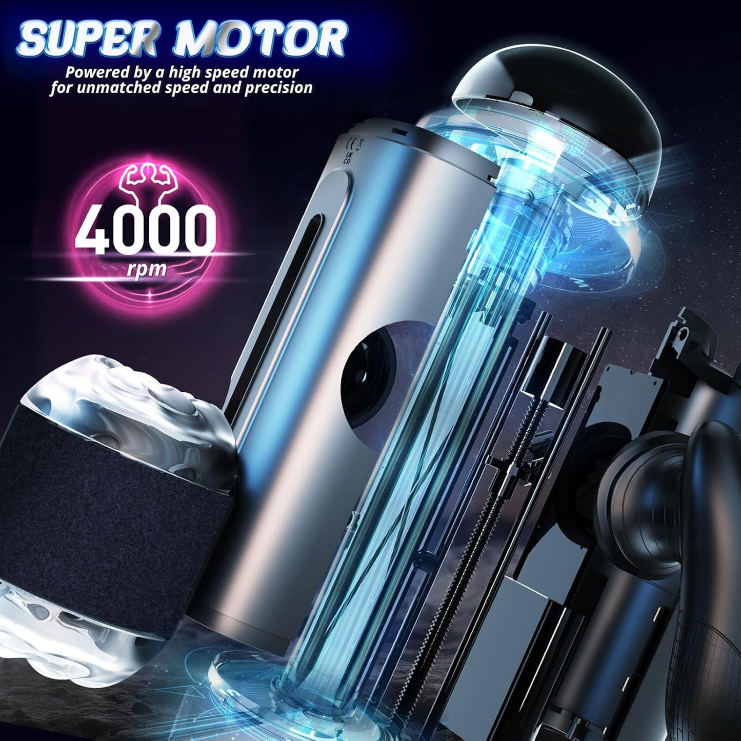 Automatic Masturbator Penis Trainer Stroker with 10 Thrusting & 10 Speeds & 10 Distances