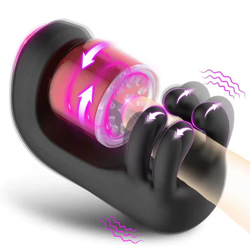 3 IN 1 Penis Trainer Glans Vibrator Stroker Blowjob with 9 Rotation and Vibration Modes
