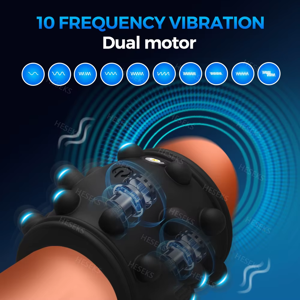 360° Soft Beads Cock Ring Penis Trainer Vibrator with 10 Vibration Modes