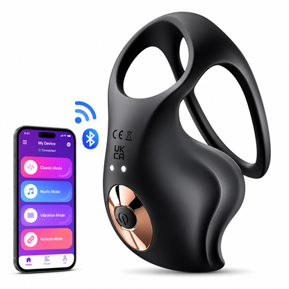 App-controlled Penis Ring Ejaculator Testicle Massage Glans Trainer with 10 Vibrations