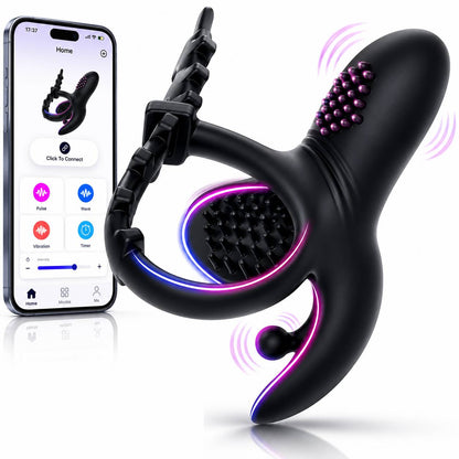 Adjustable Penetration Penis Trainer Vibrator Glans Massager with 9 Vibration Modes
