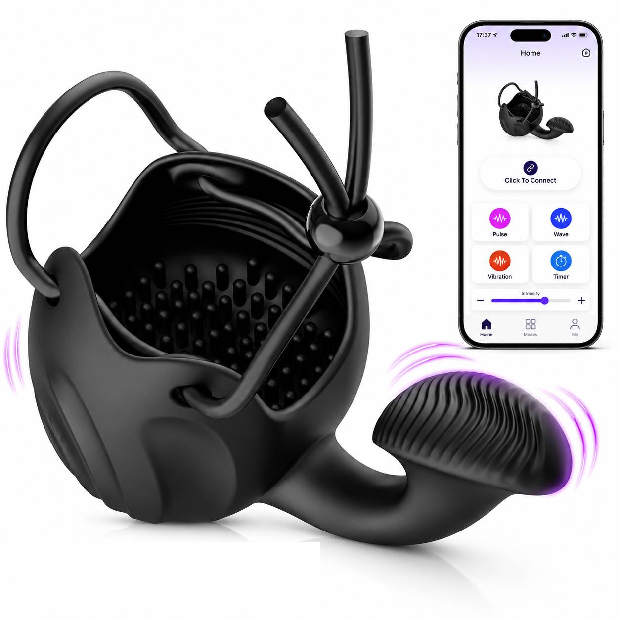 Glans Trainer Cock Rings Testicle Stimulator Masturbator with 10 Vibrations