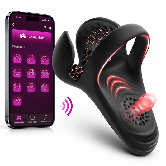 Triple Stimulations Penis Trainer Vibrator Cock Ring with 10 Intense Vibration Modes