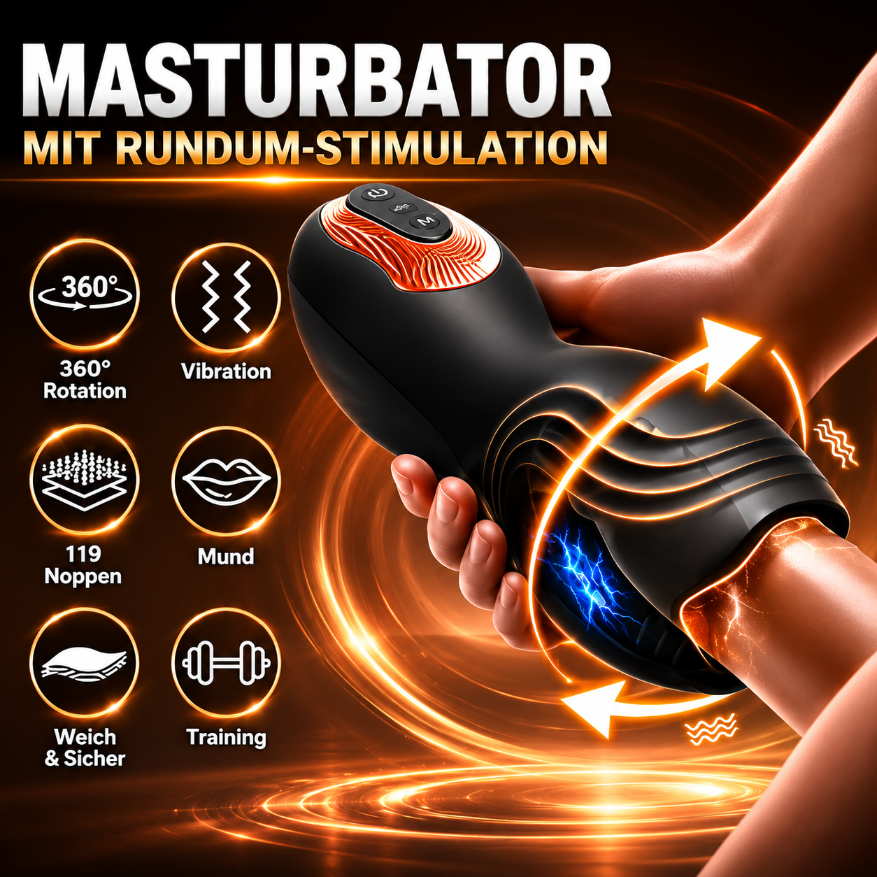 Oral Penis Vibrator Glans Trainer for Masturbator with 10 Vibration Modes