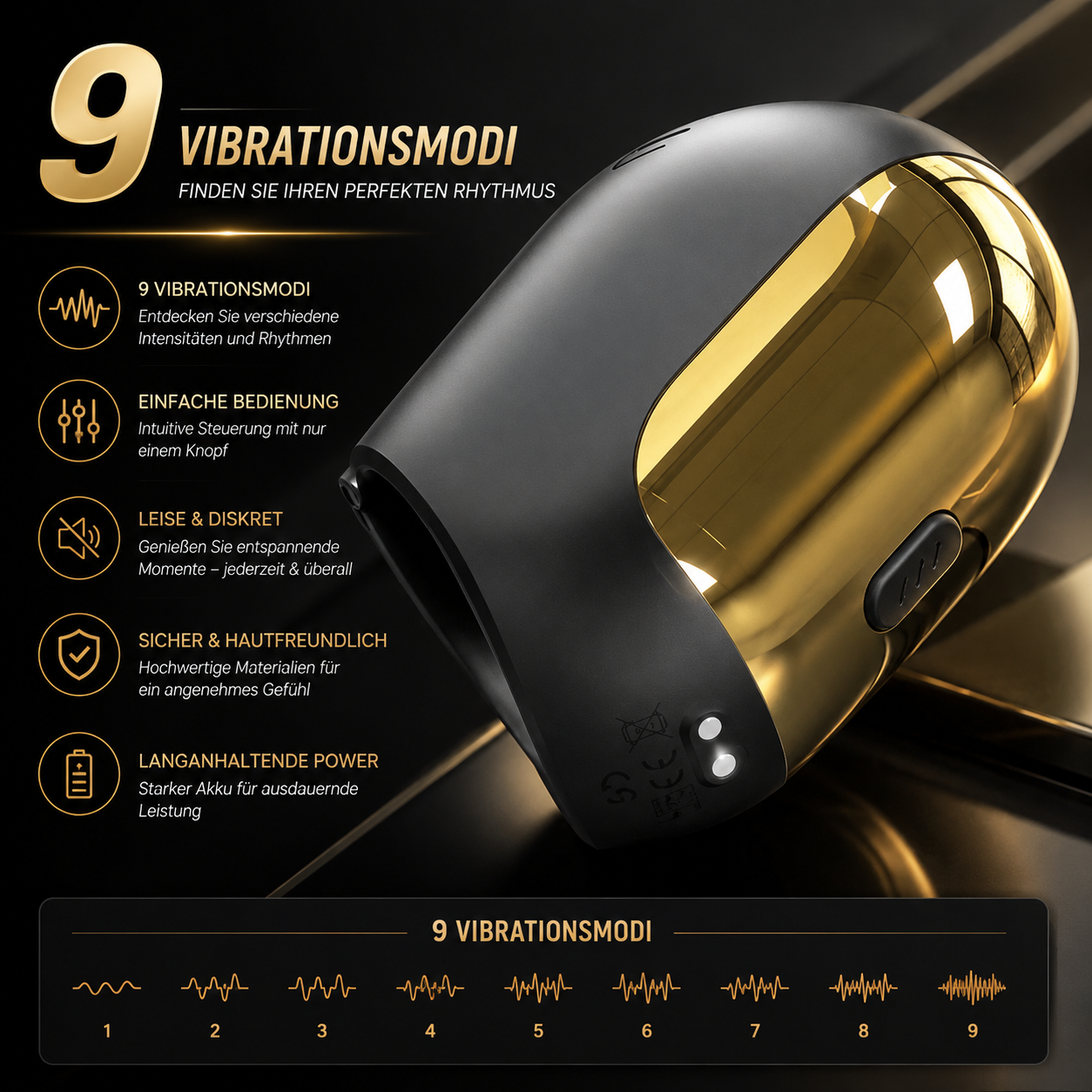 Automatic Penis Vibrator Strokers Blowjob Trainer Masturbator with 9 Vibration Modes