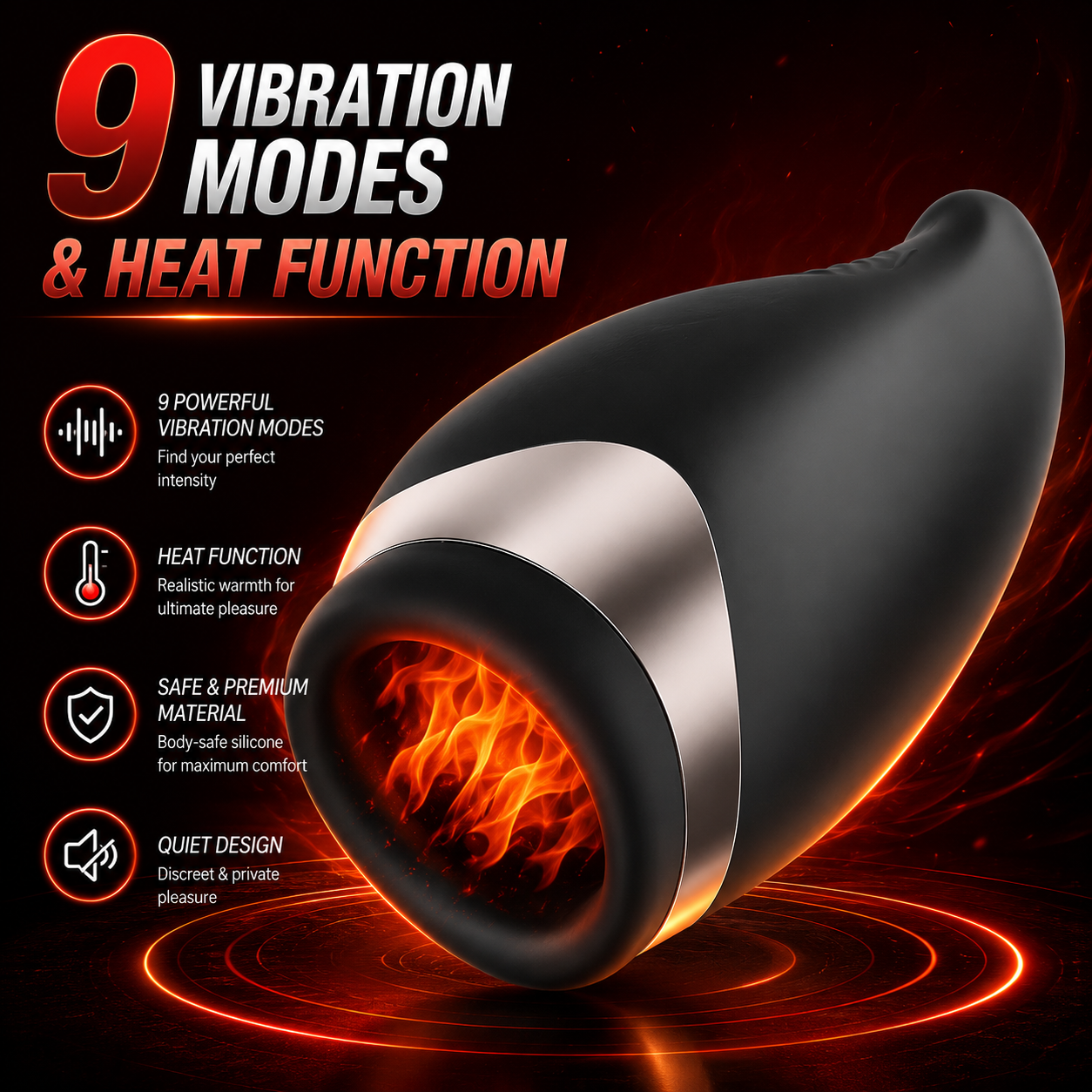 Electric Penis Trainer Vibrator Stroker Blowjob with 9 Vibration & Heating Function Modes
