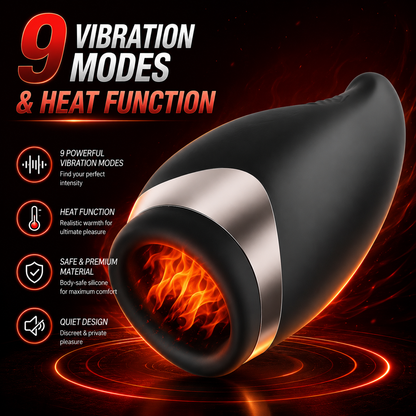 Electric Penis Trainer Vibrator Stroker Blowjob with 9 Vibration & Heating Function Modes