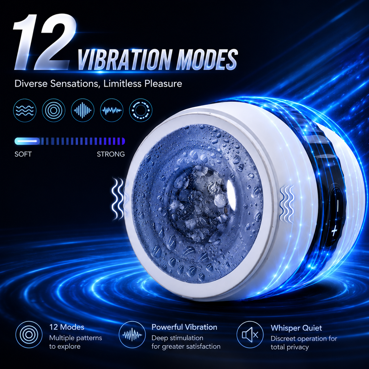 Automatic Penis Trainer Vibrator Machine Device Masturbator with 12 Vibration Levels