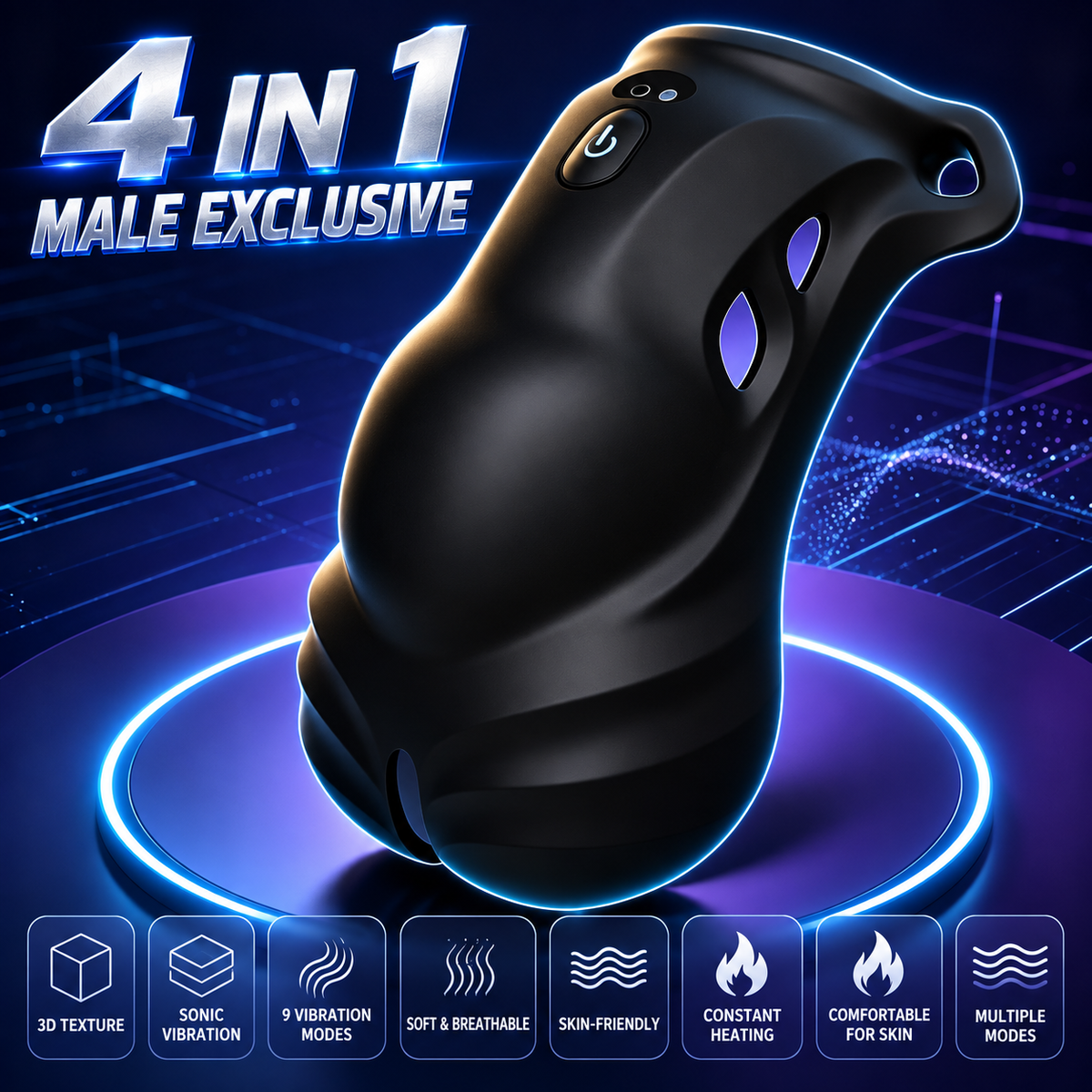 Portable Penis Trainer Vibrator Chastity Cage Masturbator Testicle Enlargement Booster