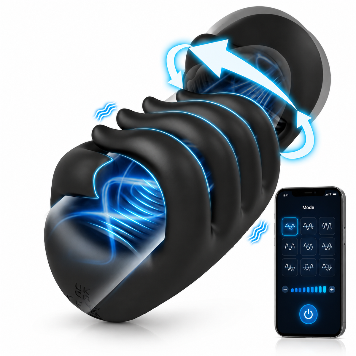 Glans Trainer Penis Vibrator Stimulator Masturbator with 10 Vibration Modes & Twist & Rub