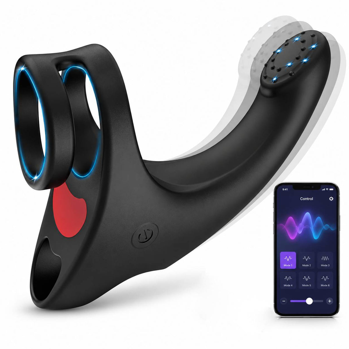 Erection Massager Penis Trainer Vibrator Cock Ring with 9 Powerful Vibration Modes
