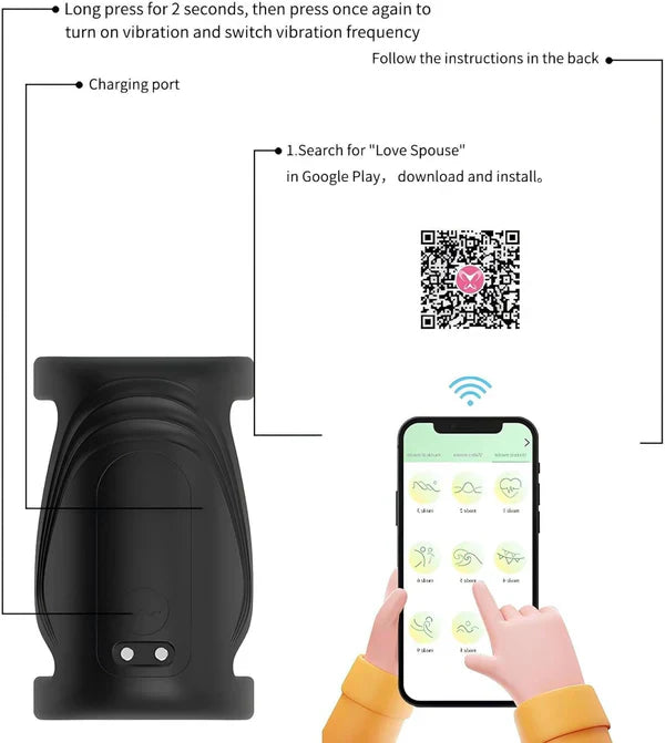 Electric Penis Trainer Vibrator Cock Ring Masturbator with 9 Vibration Modes