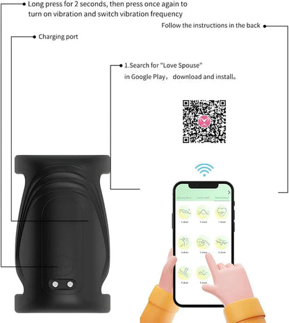 Electric Penis Trainer Vibrator Cock Ring Masturbator with 9 Vibration Modes