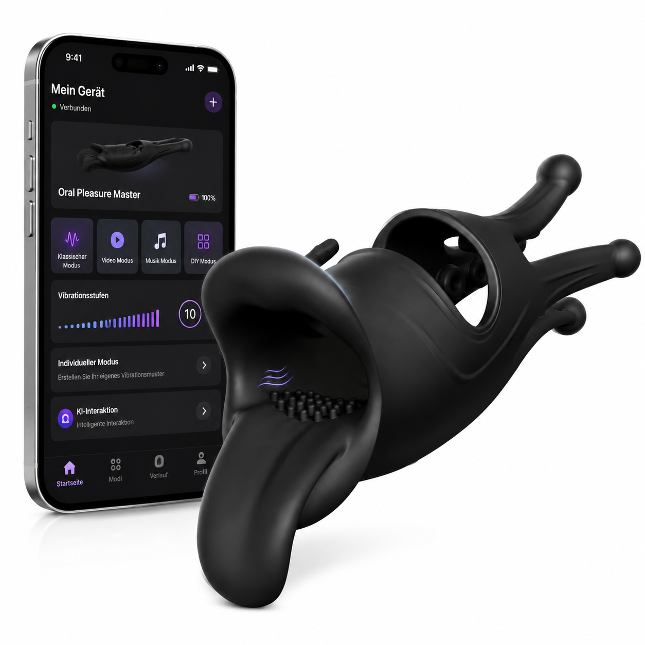 Tongue Licking Electric Penis Trainer Vibrator Glans Stimulator with 9 Vibration Modes