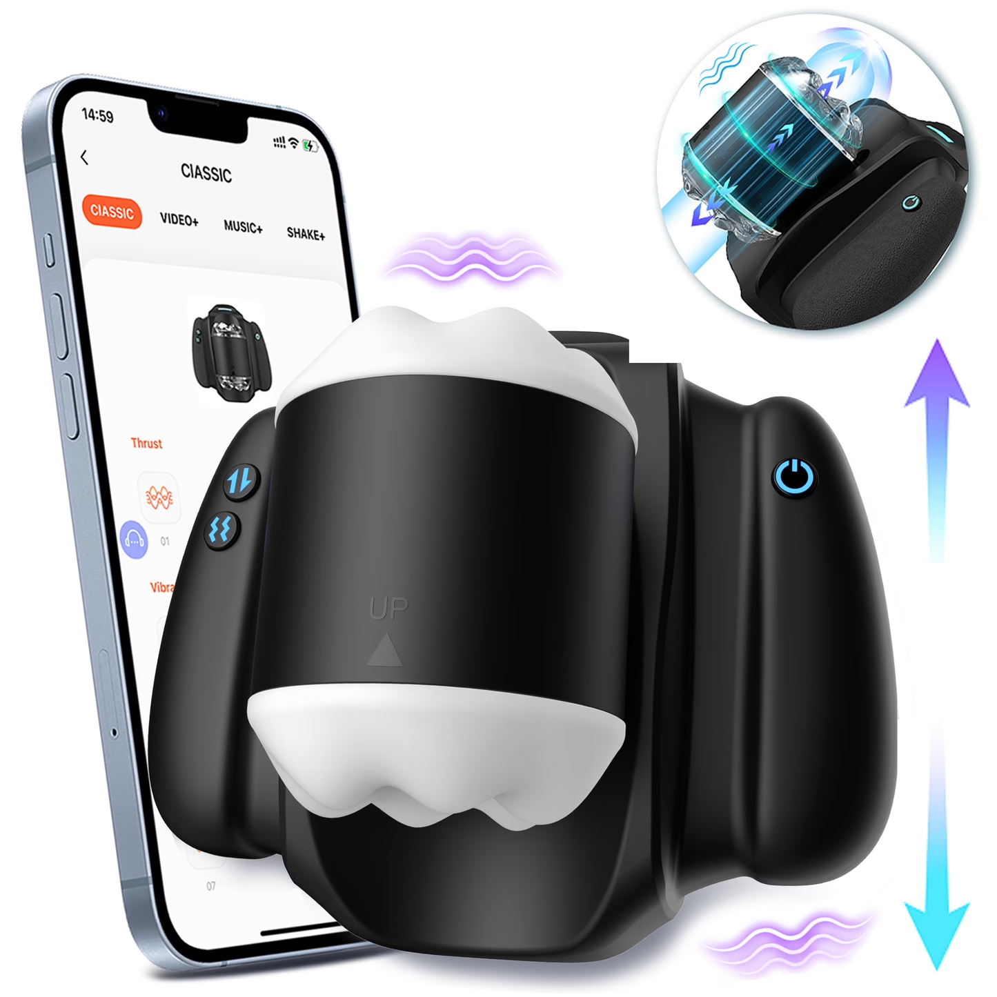 Automatic Masturbator Penis Trainer Sex Machine with 3 Telescopic & 9 Vibrations Modes