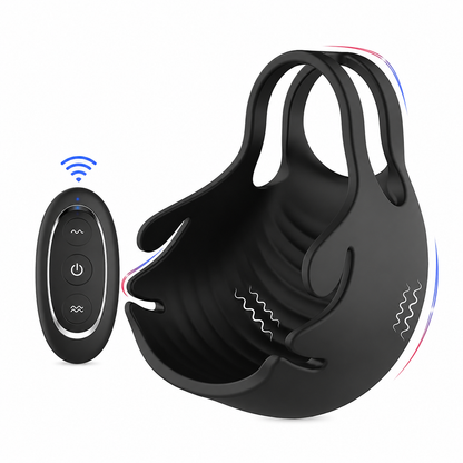 Scrotum Pouch Cock Ring Ball Stretcher Penis Trainer Enhancer Vibrator Delay Ejaculator