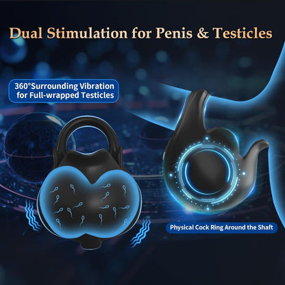 Full Wrapped Cock Ring Penis Trainer Vibrator Testicles Stimulator with 7 Vibrations Modes