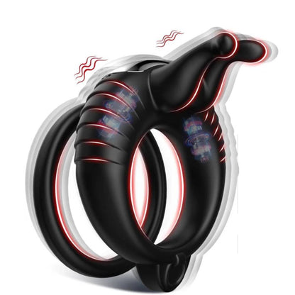 Double Penis Ring Trainer Vibrator Glans Stimulator with 10 Vibrations Modes
