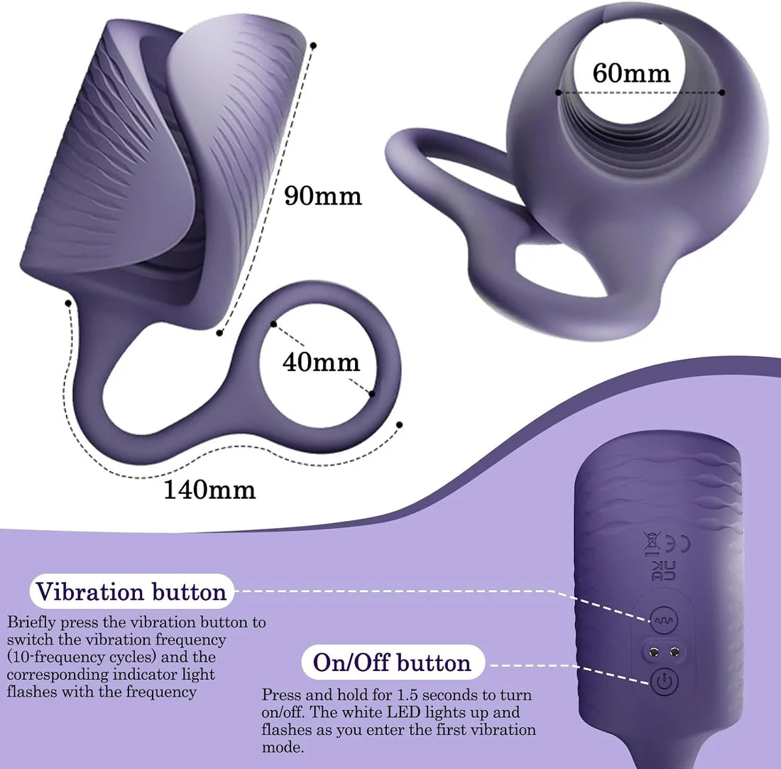Penis Trainer Vibrator Cock Ring Massager with 10 Powerful Vibration Modes