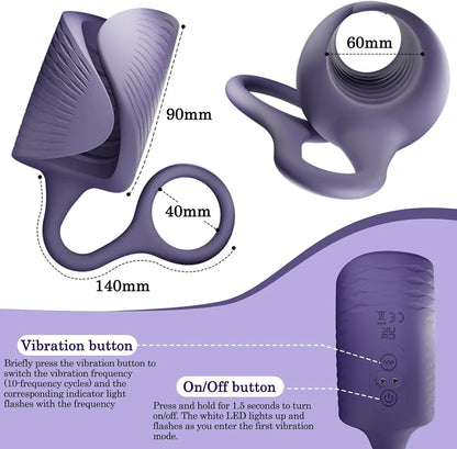 Penis Trainer Vibrator Cock Ring Massager with 10 Powerful Vibration Modes