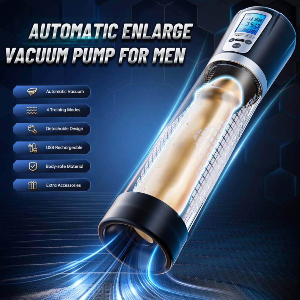 LED Digital Screen Electric Penis Pump Vacuum Extender with 4 Pressure Levels