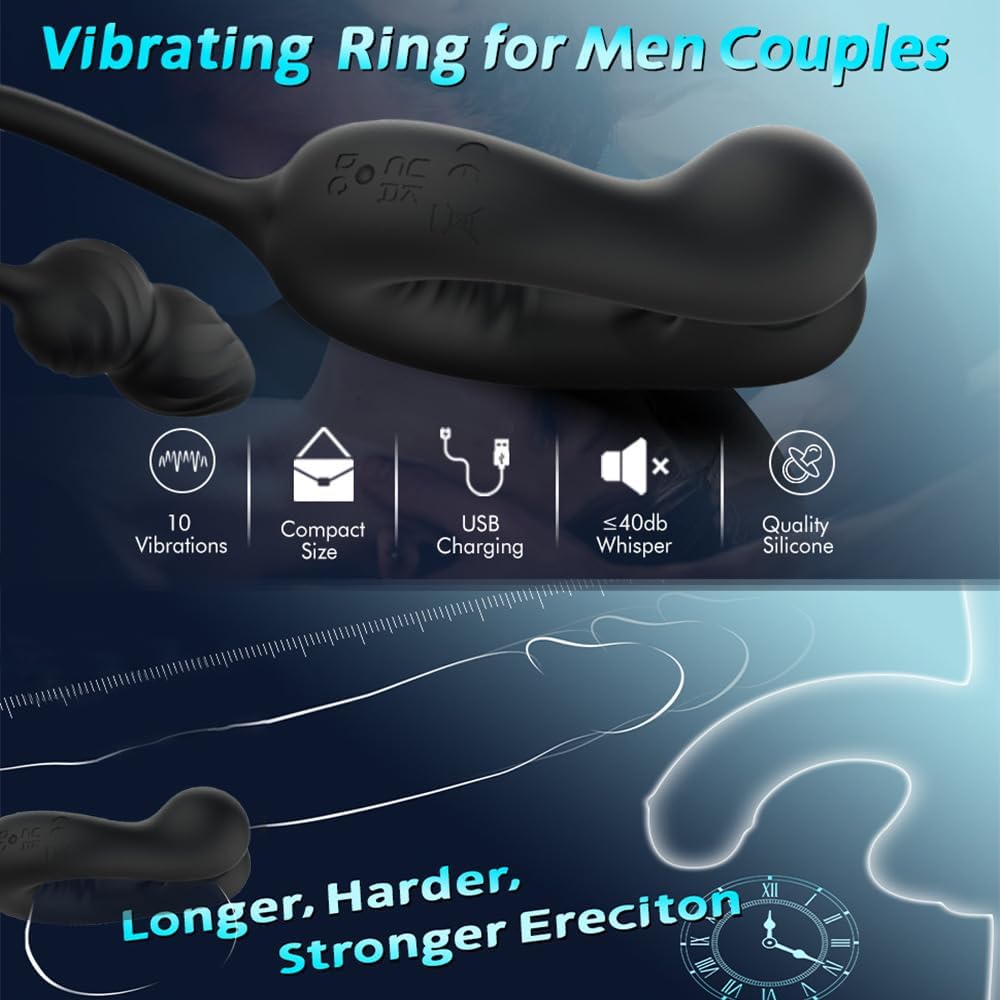 4 IN 1 Anal Vibrator Cock Ring Prostate Massager with 10 Vibration Modes & 3 Motors