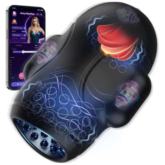 4 IN 1 Electric Masturbator Penis Trainer Vibrator with 10 Vibrating Modes & 3 Motors