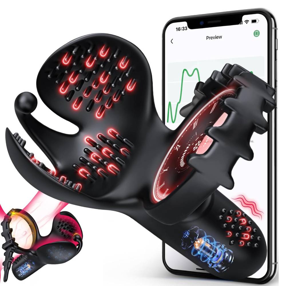 Adjustable Penetration Penis Trainer Vibrator Glans Massager with 9 Vibration Modes