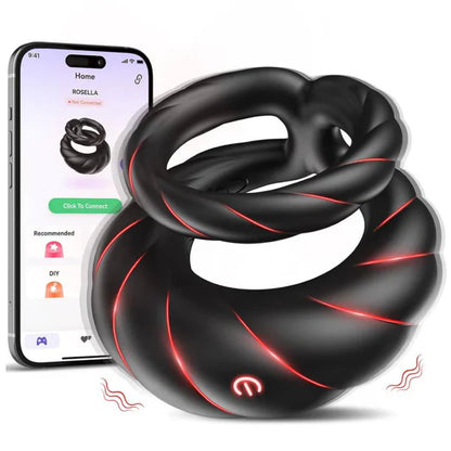 Double Penis Cock Rings Vibrator Masturbator with 10 Powerful Vibration Modes
