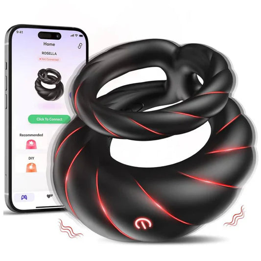 Double Penis Cock Rings Vibrator Masturbator with 10 Powerful Vibration Modes