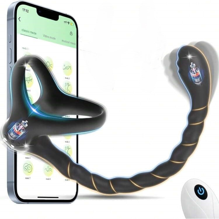 4 in 1 Prostate Massager Cock Ring Taint Stimulator Anal Toys with 10 Vibrations