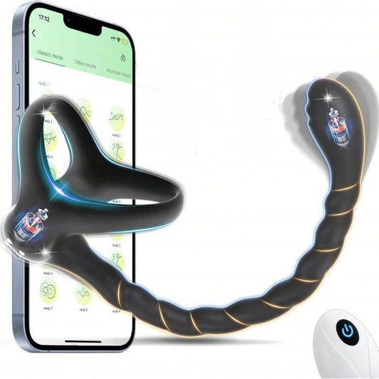 4 in 1 Prostate Massager Cock Ring Taint Stimulator Anal Toys with 10 Vibrations