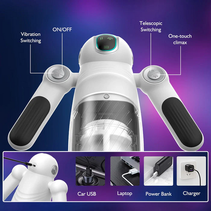 7 Telescopic & 12 Vibration Bella Bot Robot Telescopic Vibrating Male Penis Stroker