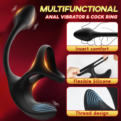 4 in 1 Cock Ring Prostate Massagers Anal Toys with 9 Vibration Modes