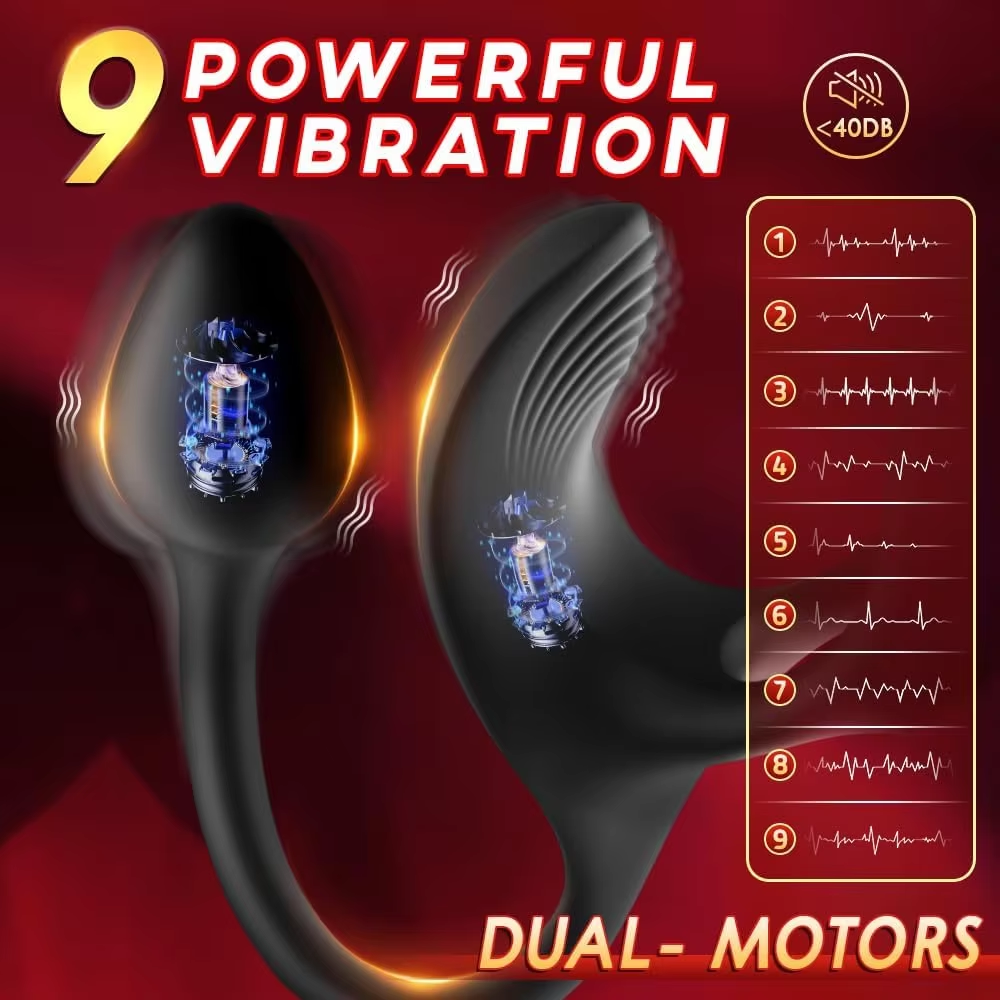 4 in 1 Cock Ring Prostate Massagers Anal Toys with 9 Vibration Modes