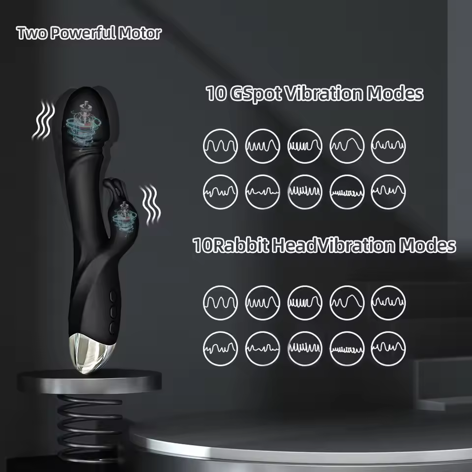 Rabbit G-spot Vibrator Nipple Massage with 10 Powerful Vibration Modes